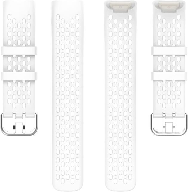 Fitbit Charge 5/6 Silicone Sports Strap with Color Buckle - White | MDM ...