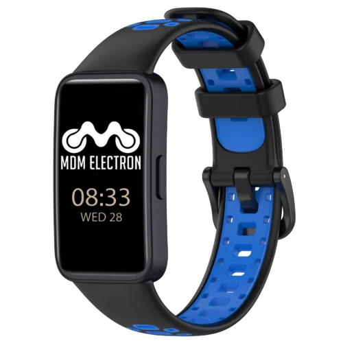 Huawei Band 8 9 10 Dual-Color Silicone Sport Strap - Black and Blue Huawei Band 8/9/10 Dual-Color Silicone Sport Strap